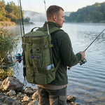 Sac à dos de pêche robuste et résistant à l’eau avec porte-cannes