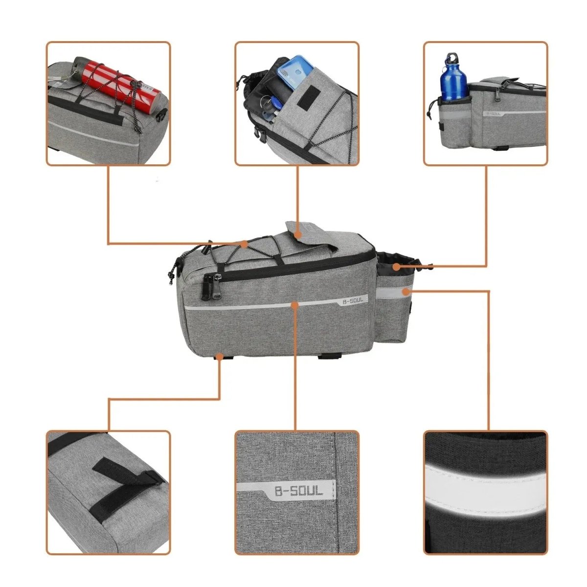 Sac isotherme imperméable pour porte-bagages vélo arrière